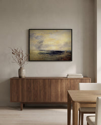 Margate, from the Sea by J. M. W. Turner in a black frame above a walnut sideboard in a dining room