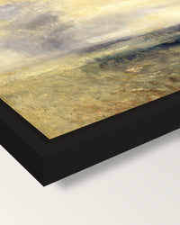 Margate, from the Sea by Turner framed canvas, corner close-up: a black floating frame with a shadow gap round the canvas