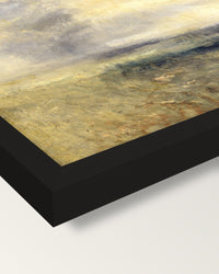 Margate, from the Sea by Turner framed print, corner close-up: black moulding, mitred, the print set just below its edge