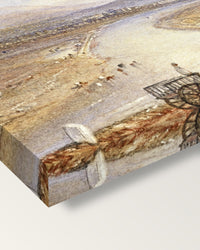 Melrose by J. M. W. Turner on stretched canvas, corner close-up: the painting mirror-wrapped round the sides