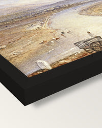 Melrose by J. M. W. Turner framed print, corner close-up: black moulding, mitred, the print set just below its edge