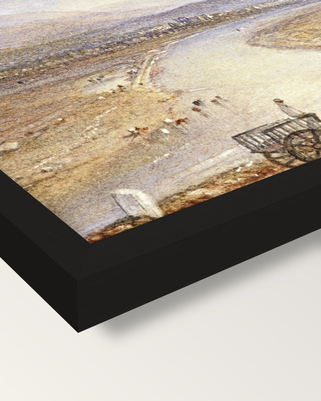 Melrose by J. M. W. Turner framed print, corner close-up: black moulding, mitred, the print set just below its edge