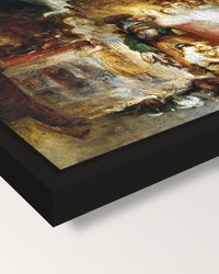Pilate Washing his Hands by Turner framed canvas, corner close-up: a black floating frame with a shadow gap round the canvas
