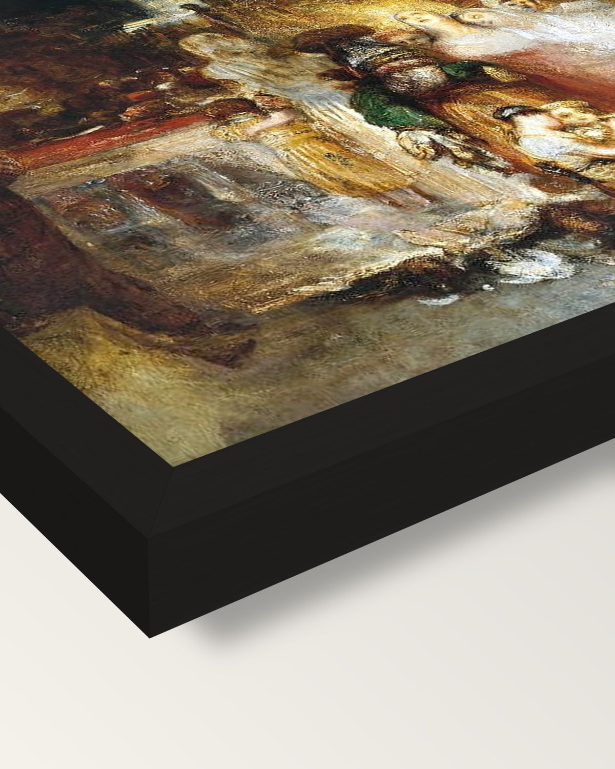 Pilate Washing his Hands by Turner framed print, corner close-up: black moulding, mitred, the print set just below its edge