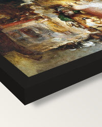 Pilate Washing his Hands by Turner framed print, corner close-up: black moulding, mitred, the print set just below its edge
