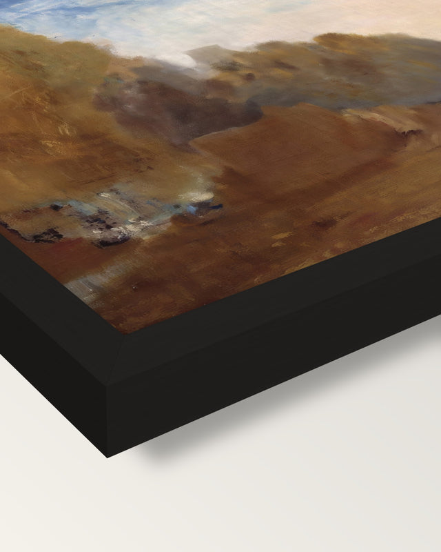 Rocky Bay by J. M. W. Turner framed print, corner close-up: black moulding, mitred, the print set just below its edge