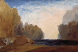 Rocky Bay by J. M. W. Turner: two rocky headlands open onto a bright pale sea under a blue sky