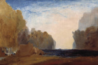 Rocky Bay by J. M. W. Turner: two rocky headlands open onto a bright pale sea under a blue sky