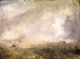 Seascape with Buoy by J. M. W. Turner: a pale cloudy sky over a dark choppy sea, a small buoy in the water