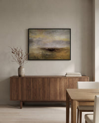 Storm Coming On by J. M. W. Turner in a black frame above a walnut sideboard in a dining room