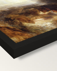 Shade and Darkness by Turner framed print, corner close-up: black moulding, mitred, the print set just below its edge