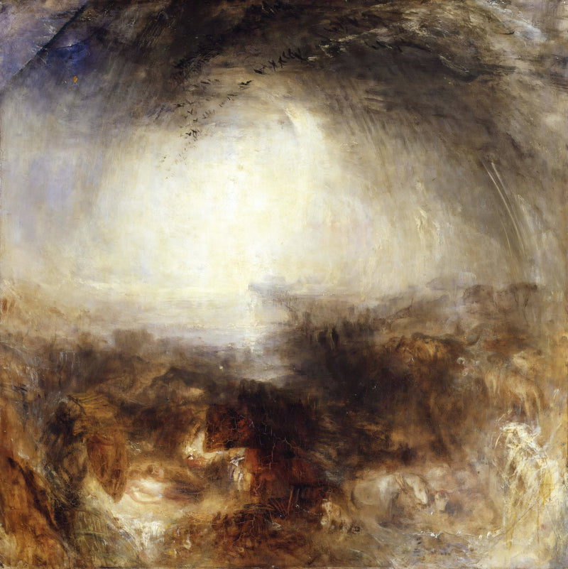 Shade and Darkness by J. M. W. Turner: a swirling round vortex of dark browns and gold light, the evening before the Flood