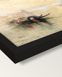 St Benedetto, Venice by Turner framed print, corner close-up: black moulding, mitred, the print set just below its edge