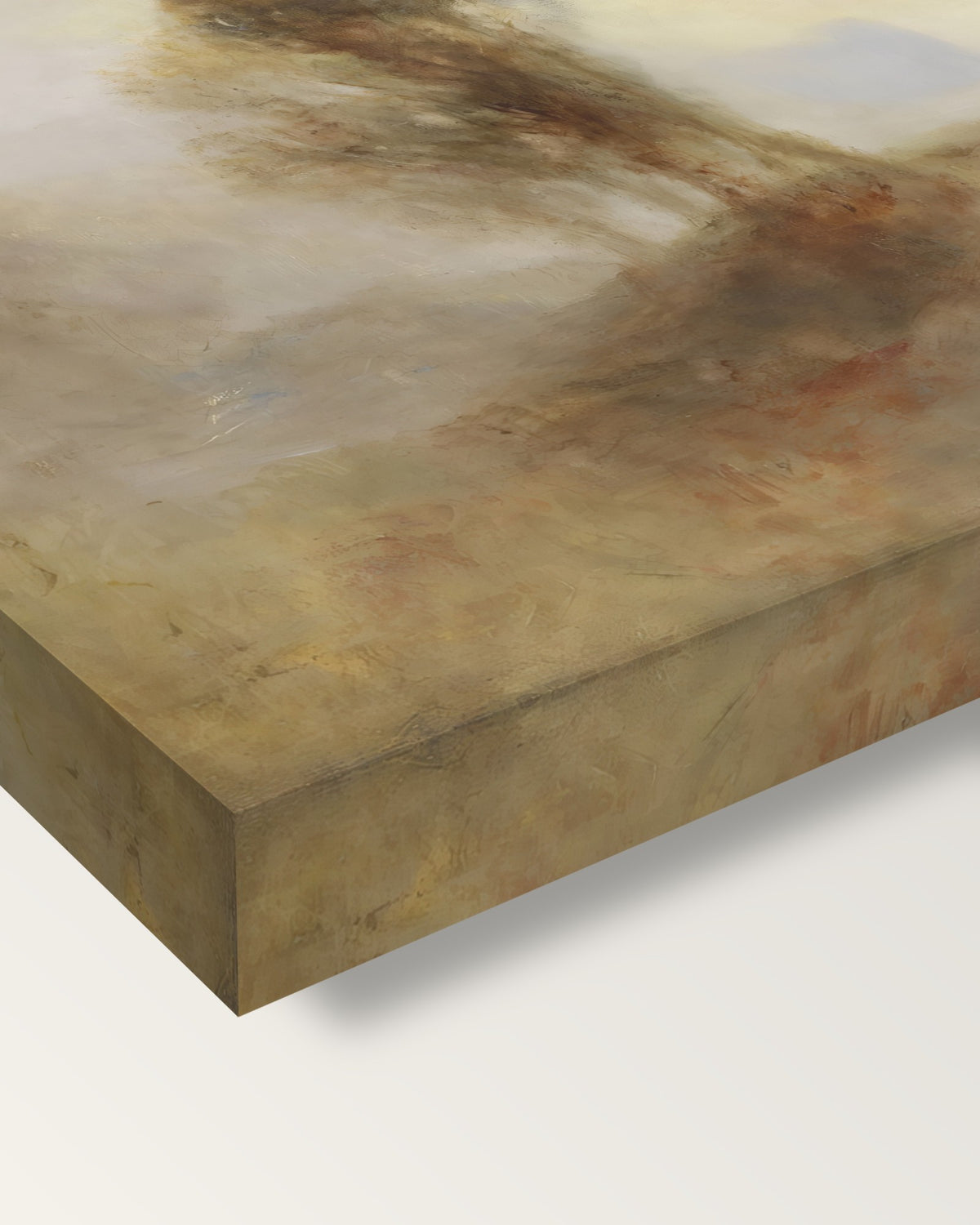 Castle on a Bay: Solitude by Turner on stretched canvas, corner close-up: the painting mirror-wrapped round the sides