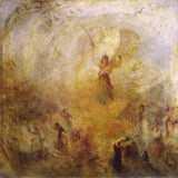 The Angel Standing in the Sun by J. M. W. Turner: a winged angel with a sword in a whirl of golden light, figures below
