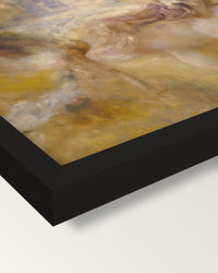 The Death of Actaeon by Turner framed print, corner close-up: black moulding, mitred, the print set just below its edge