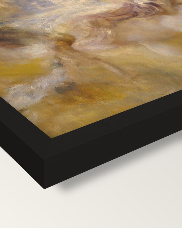 The Death of Actaeon by Turner framed print, corner close-up: black moulding, mitred, the print set just below its edge