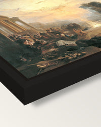 Decline of Carthage by Turner framed canvas, corner close-up: a black floating frame with a shadow gap round the canvas