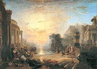 The Decline of the Carthaginian Empire by Turner: a classical harbour of temples at sunset, crowds of figures on the steps
