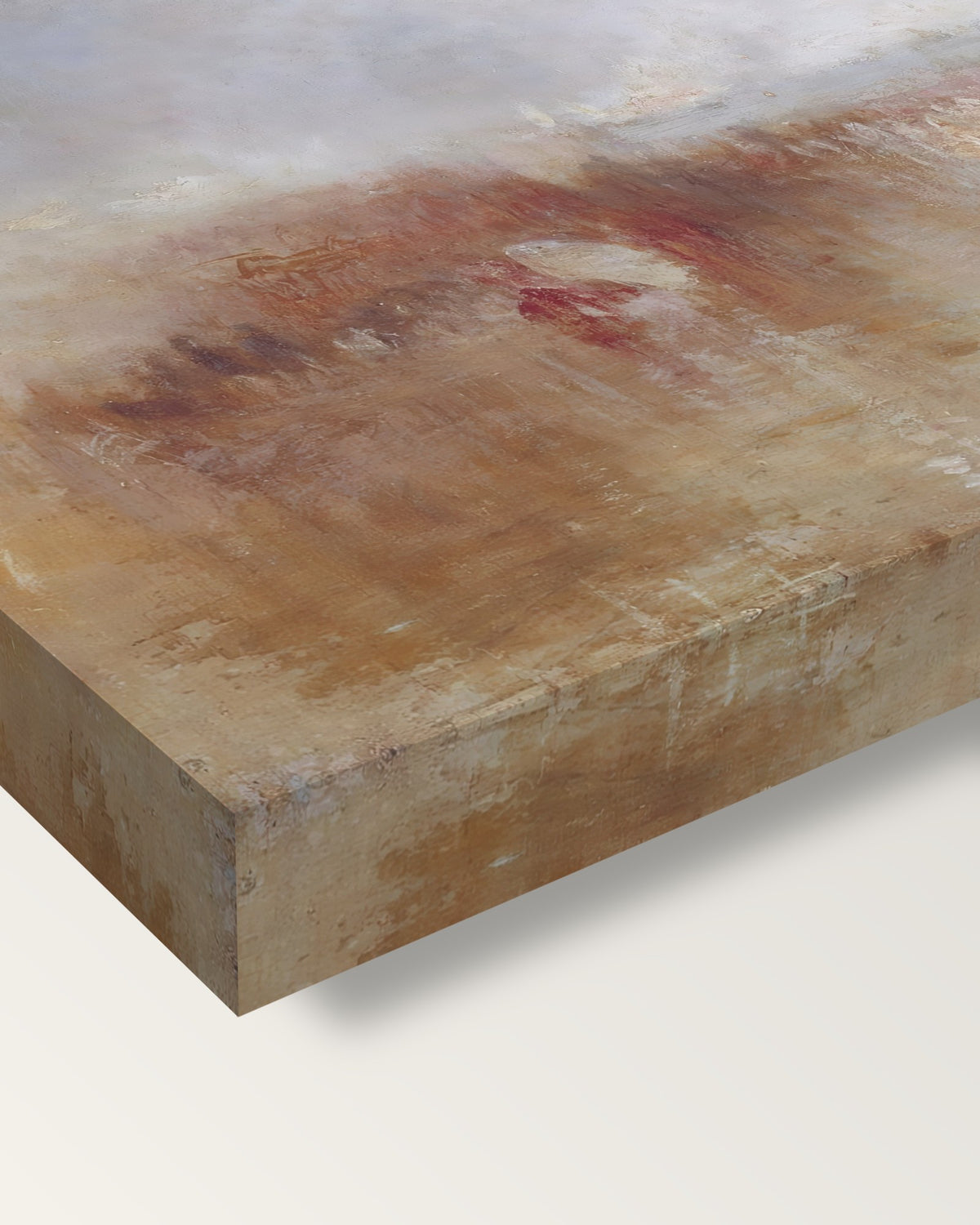 Louis-Philippe at Gosport by Turner on stretched canvas, corner close-up: the painting mirror-wrapped round the sides