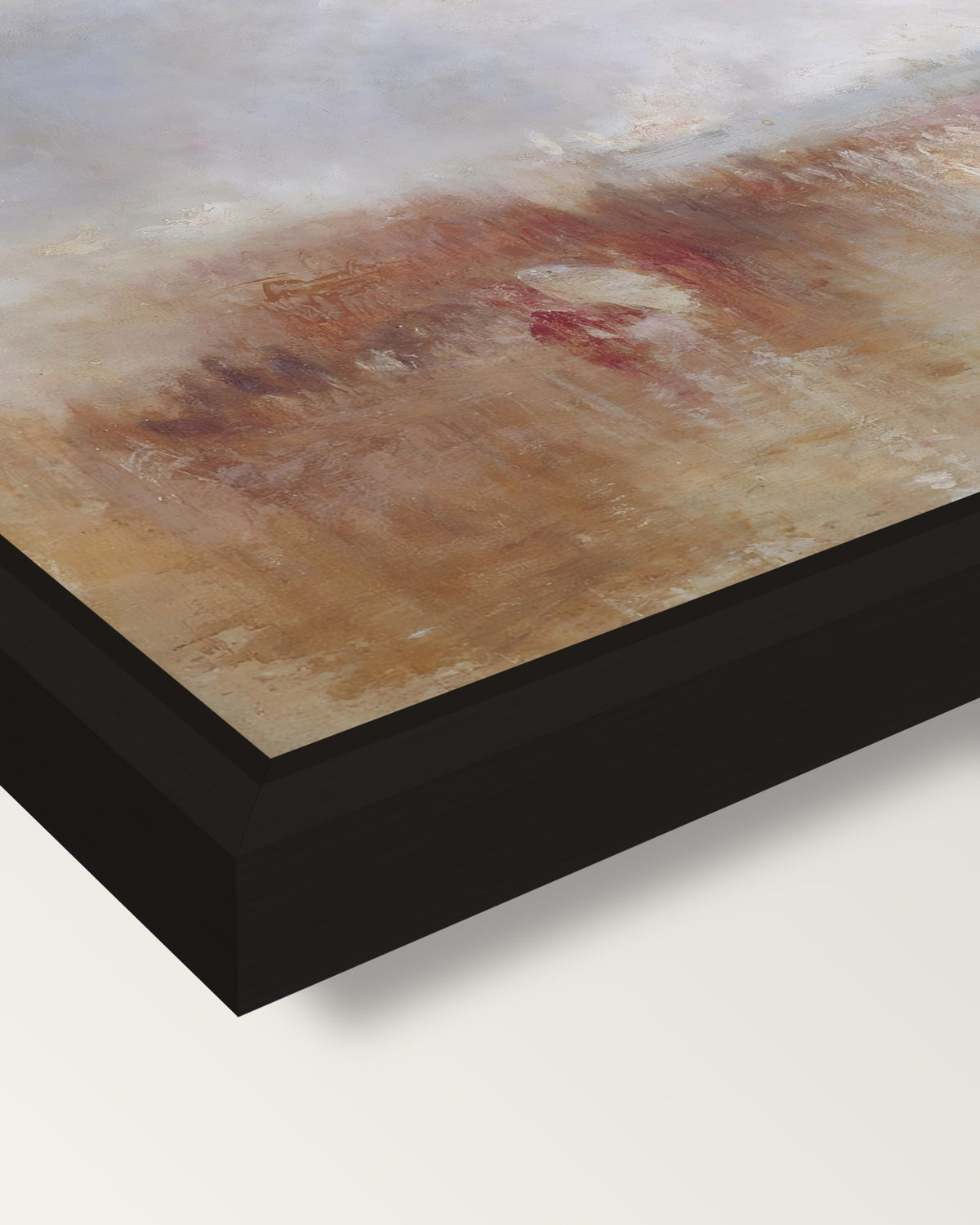 Louis-Philippe at Gosport by Turner framed canvas, corner close-up: a black floating frame with a shadow gap round the canvas