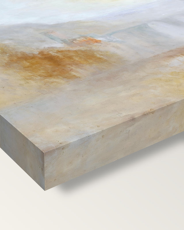Ponte delle Torri, Spoleto by Turner on stretched canvas, corner close-up: the painting mirror-wrapped round the sides