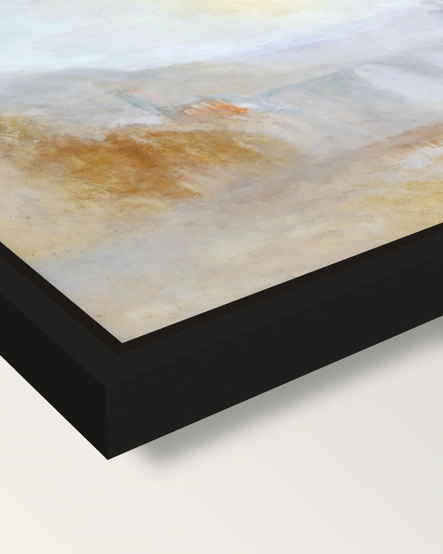 Ponte delle Torri, Spoleto framed canvas, corner close-up: a black floating frame with a shadow gap round the canvas