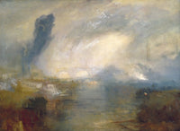 The Thames above Waterloo Bridge by J. M. W. Turner: smoke and light over the river in London, a pale bridge in the haze