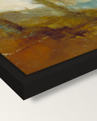 Tivoli, the Cascatelle by Turner framed canvas, corner close-up: a black floating frame with a shadow gap round the canvas