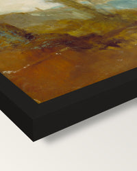 Tivoli, the Cascatelle by Turner framed print, corner close-up: black moulding, mitred, the print set just below its edge