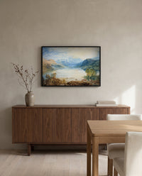 Ullswater by J. M. W. Turner in a black frame above a walnut sideboard in a dining room