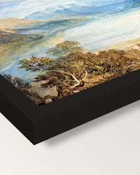 Ullswater by J. M. W. Turner framed print, corner close-up: black moulding, mitred, the print set just below its edge