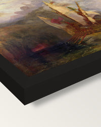 Ulysses Deriding Polyphemus framed print, corner close-up: black moulding, mitred, the print set just below its edge