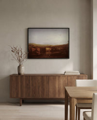 Union of the Thames and Isis by J. M. W. Turner in a black frame above a walnut sideboard in a dining room