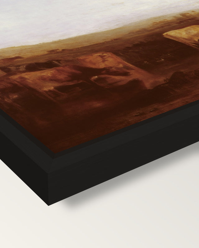 Union of the Thames and Isis framed canvas, corner close-up: a black floating frame with a shadow gap round the canvas