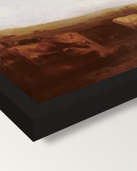 Union of the Thames and Isis framed print, corner close-up: black moulding, mitred, the print set just below its edge