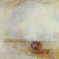 Venetian Scene by J. M. W. Turner: a pale, misty square canvas with a small cluster of boats and figures low in the centre