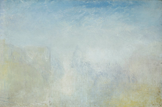 Venice with the Salute by J. M. W. Turner: a pale blue sky over Venice, the dome of the Salute faint in the haze