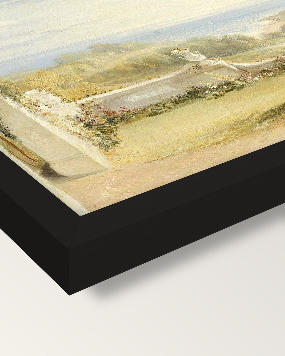 Terrace at Niton by J. M. W. Turner framed print, corner close-up: black moulding, mitred, the print set just below its edge