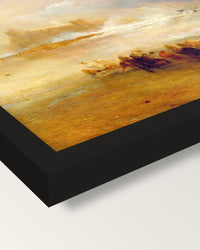 Wreckers, Northumberland by Turner framed print, corner close-up: black moulding, mitred, the print set just below its edge