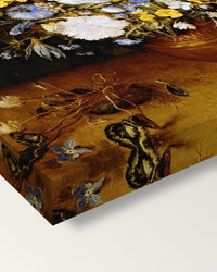 Small Bouquet of Flowers by the Elder on stretched canvas, corner close-up: the painting mirror-wrapped round the sides