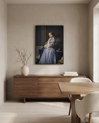 Comtesse d’Haussonville by Jean-Auguste-Dominique Ingres in a black frame above a walnut sideboard in a dining room