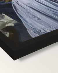 Comtesse d’Haussonville by Ingres framed print, corner close-up: black moulding, mitred, the print set just below its edge