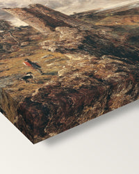 Hadleigh Castle by John Constable on stretched canvas, corner close-up: the painting mirror-wrapped round the sides