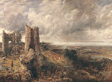 Hadleigh Castle by Constable: a ruined round tower on a hill above the wide grey Thames estuary, a stormy sky