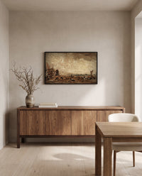Marine Parade, Brighton by John Constable in a black frame above a walnut sideboard in a dining room