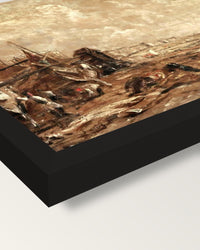 Marine Parade, Brighton by Constable framed print, corner close-up: black moulding, mitred, the print set just below its edge
