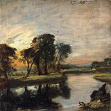 The Stour by Constable: dark trees against a glowing sunset sky over a river, the trees reflected in dark water