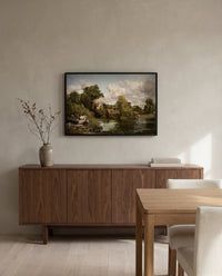 The White Horse by John Constable in a black frame above a walnut sideboard in a dining room