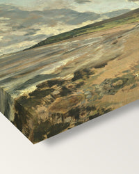 Weymouth Bay by John Constable on stretched canvas, corner close-up: the painting mirror-wrapped round the sides